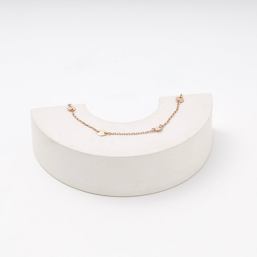 Rose Gold 585 Chain Bracelet with Round Disc Stations | Ukrainian Jewelry