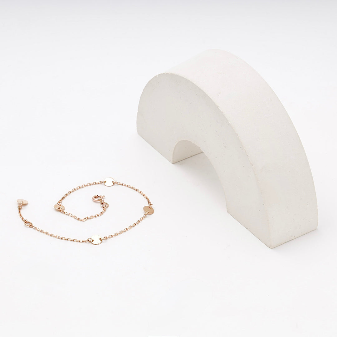 Rose Gold 585 Chain Bracelet with Round Disc Stations | Ukrainian Jewelry
