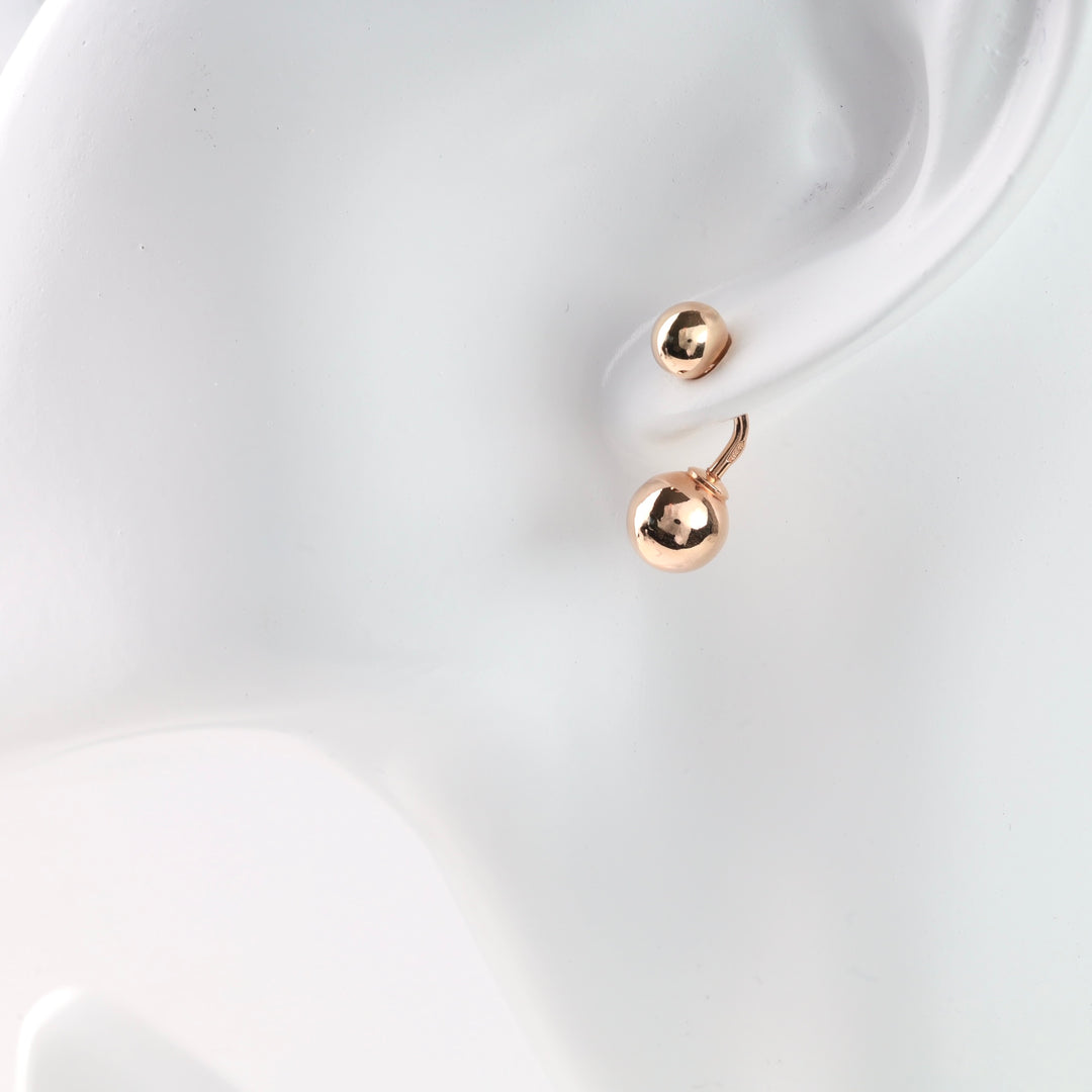Ear jacket earrings Balls | Rose gold 585 (14K) - Ukrainian Jewelry