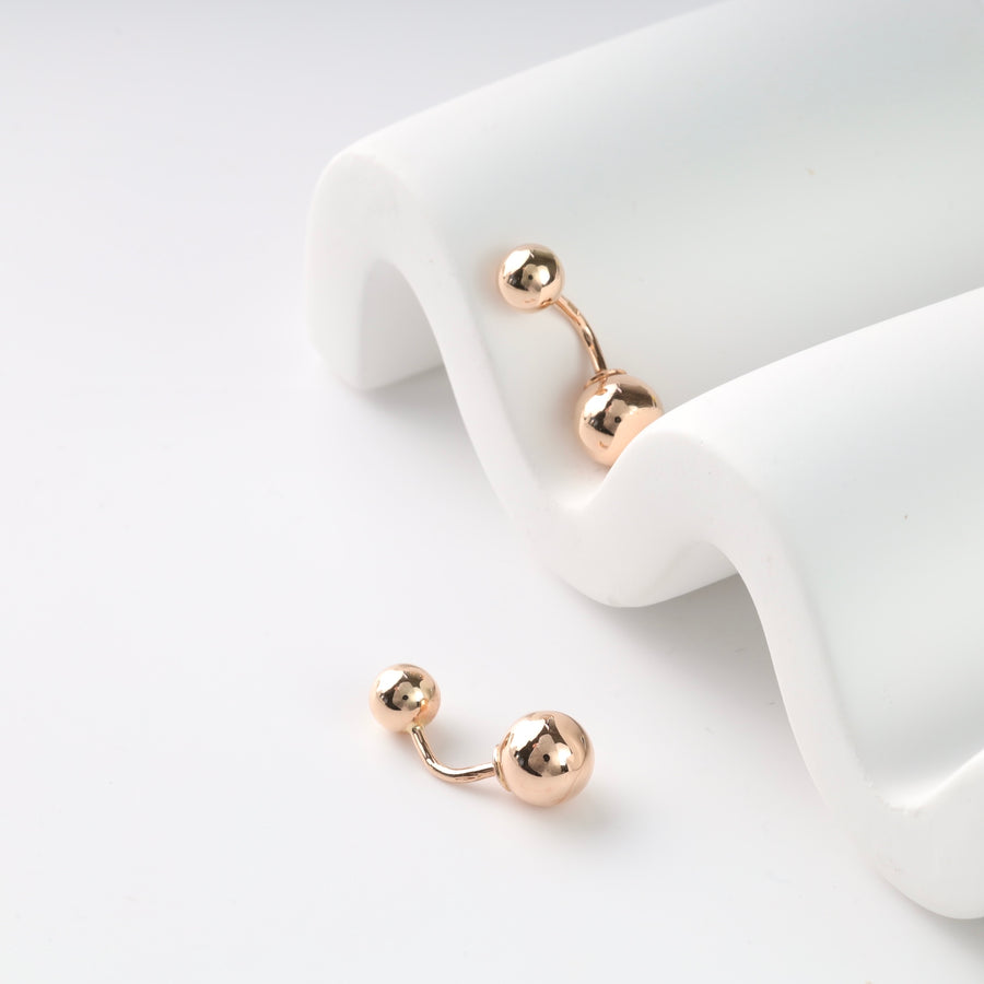 Ear jacket earrings Balls | Rose gold 585 (14K) - Ukrainian Jewelry