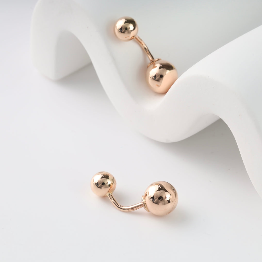 Ear jacket earrings Balls | Rose gold 585 (14K) - Ukrainian Jewelry