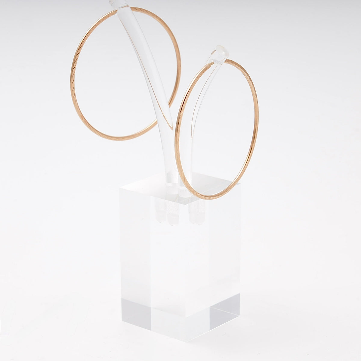 Rose Gold 585 Diamond-Cut Hoop Earrings 48 mm | Ukrainian Jewelry