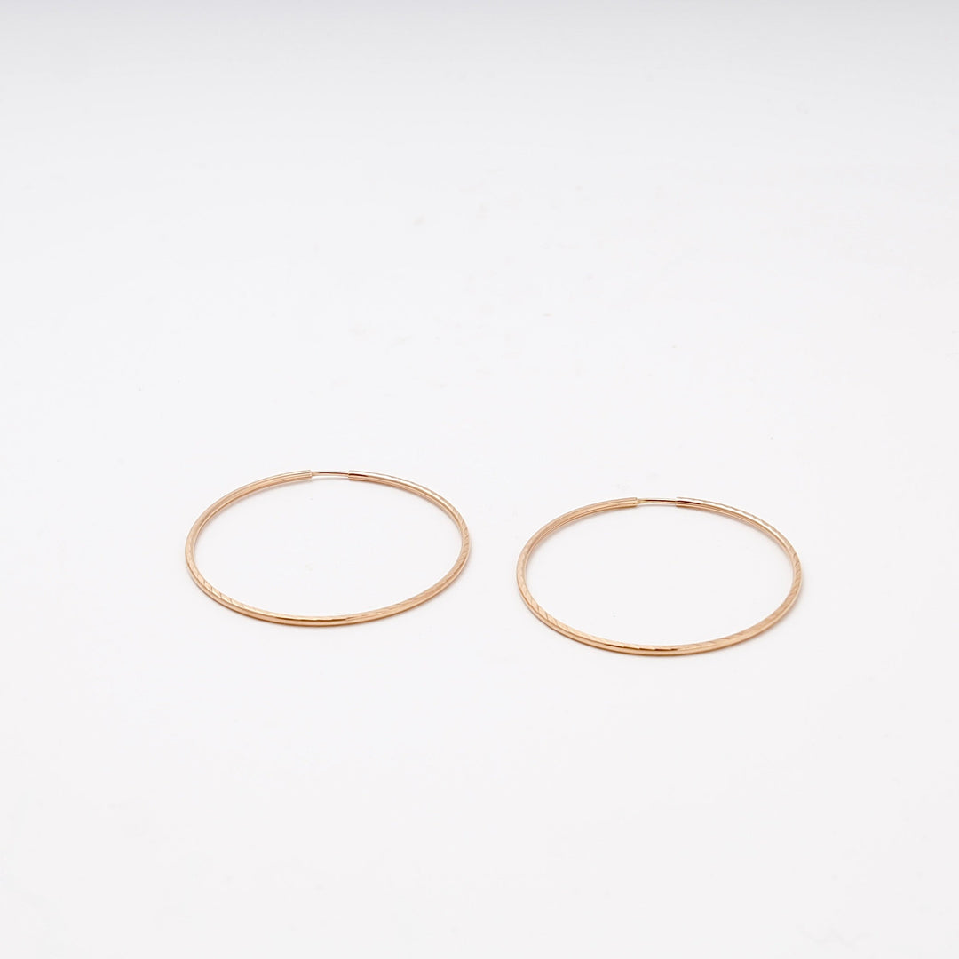 Rose Gold 585 Diamond-Cut Hoop Earrings 48 mm | Ukrainian Jewelry