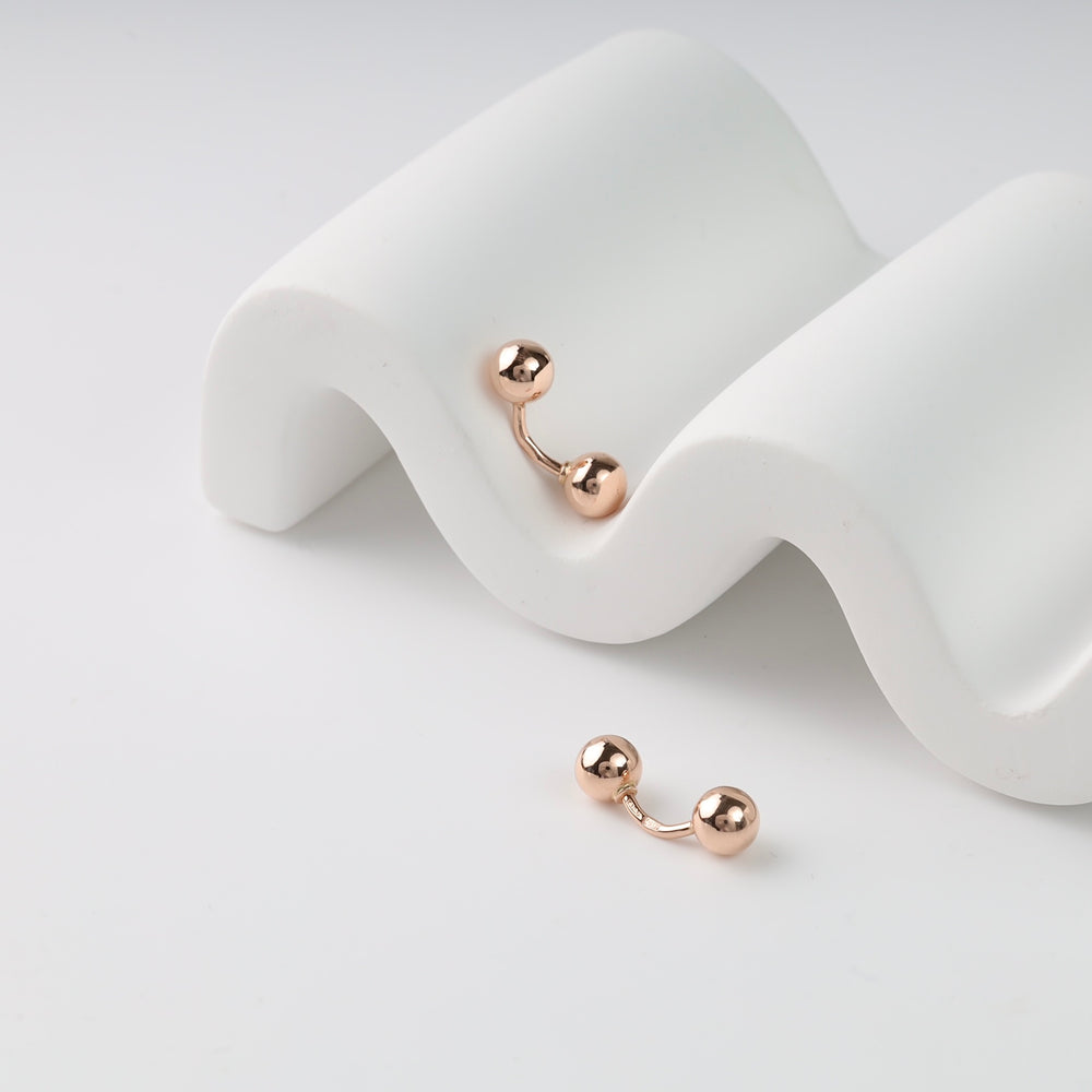 Balls Ear Jacket Earrings | Rose gold 14K (585) - Ukrainian Jewelry