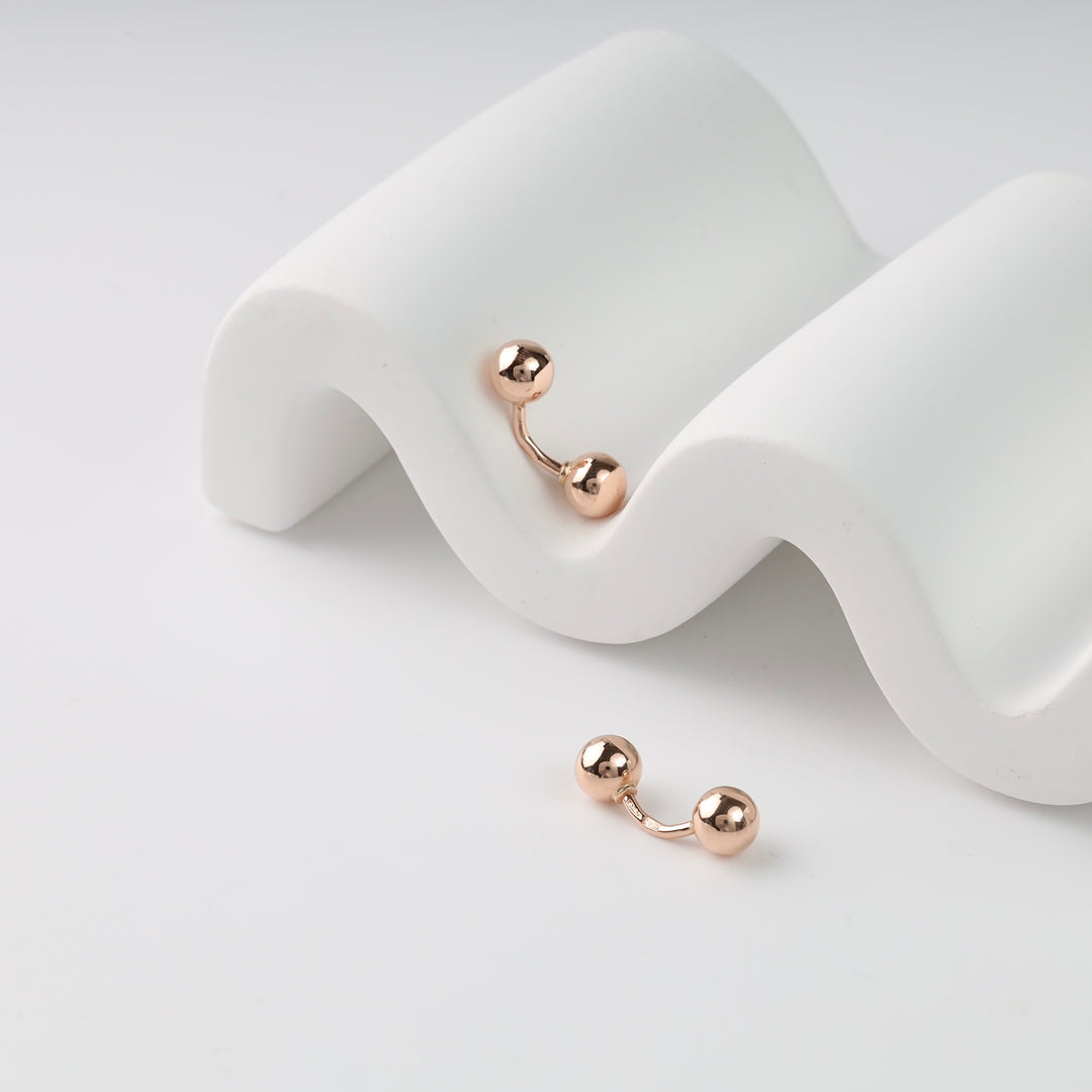 Balls Ear Jacket Earrings | Rose gold 14K (585) - Ukrainian Jewelry