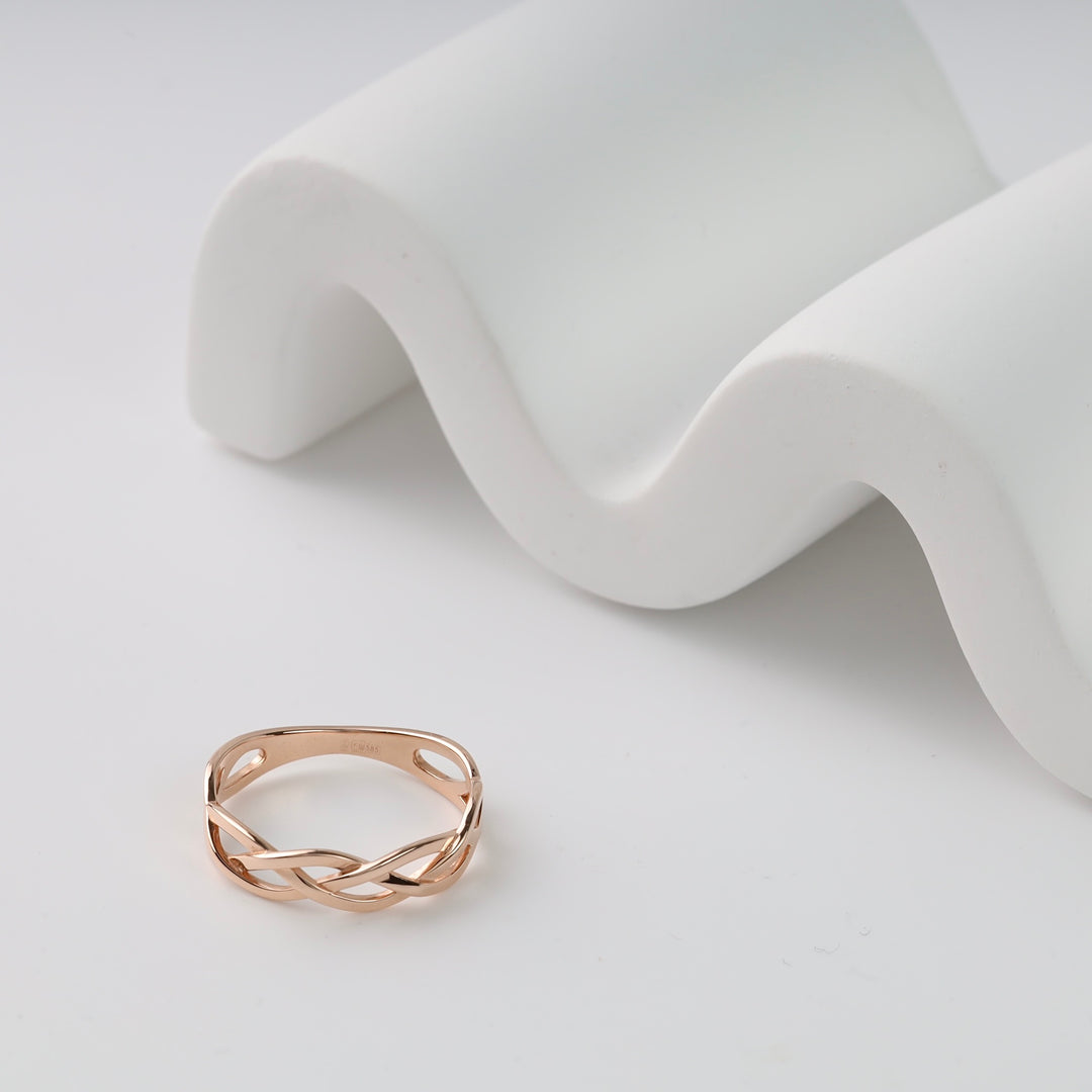 Interlace Plain Ring | 14K Rose Gold (585) - Ukrainian Jewelry