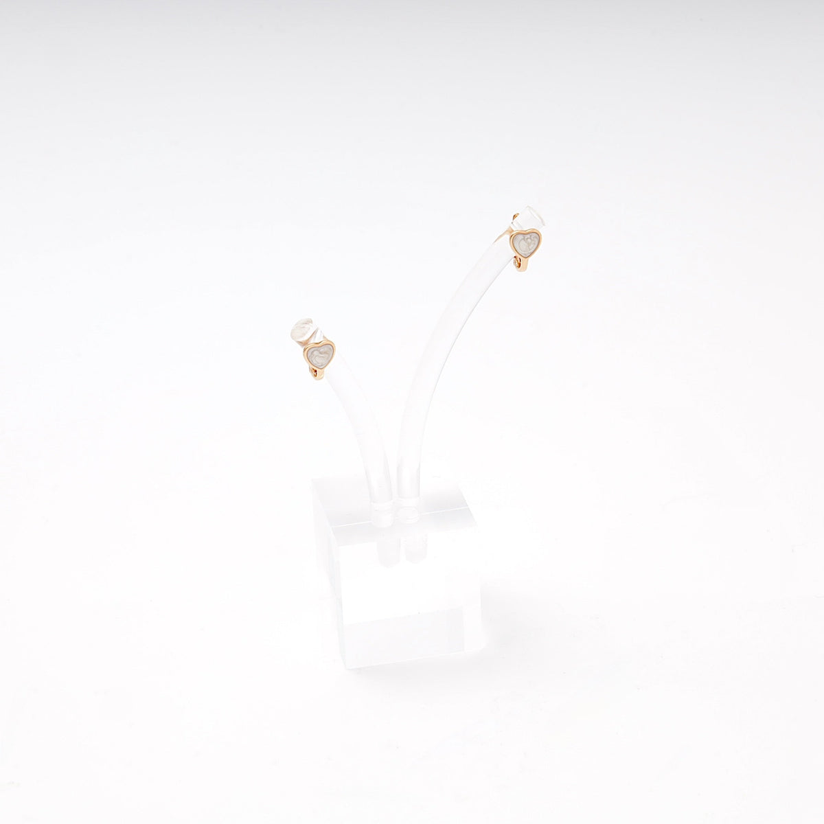 Children's Rose Gold 585 Heart Earrings with White Enamel | Ukrainian Jewelry
