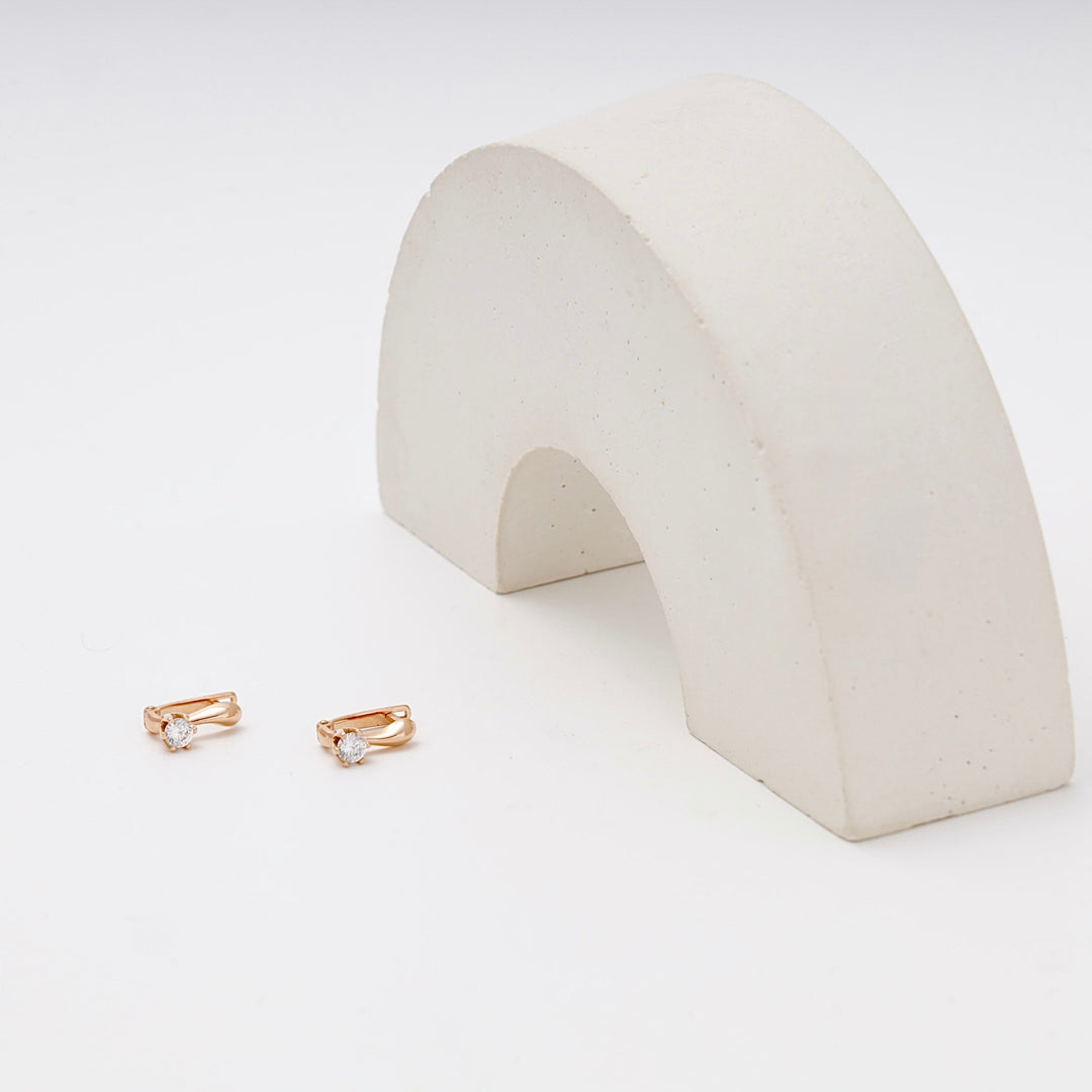 Children's Rose Gold 585 Earrings with Cubic Zirconia | Ukrainian Jewelry