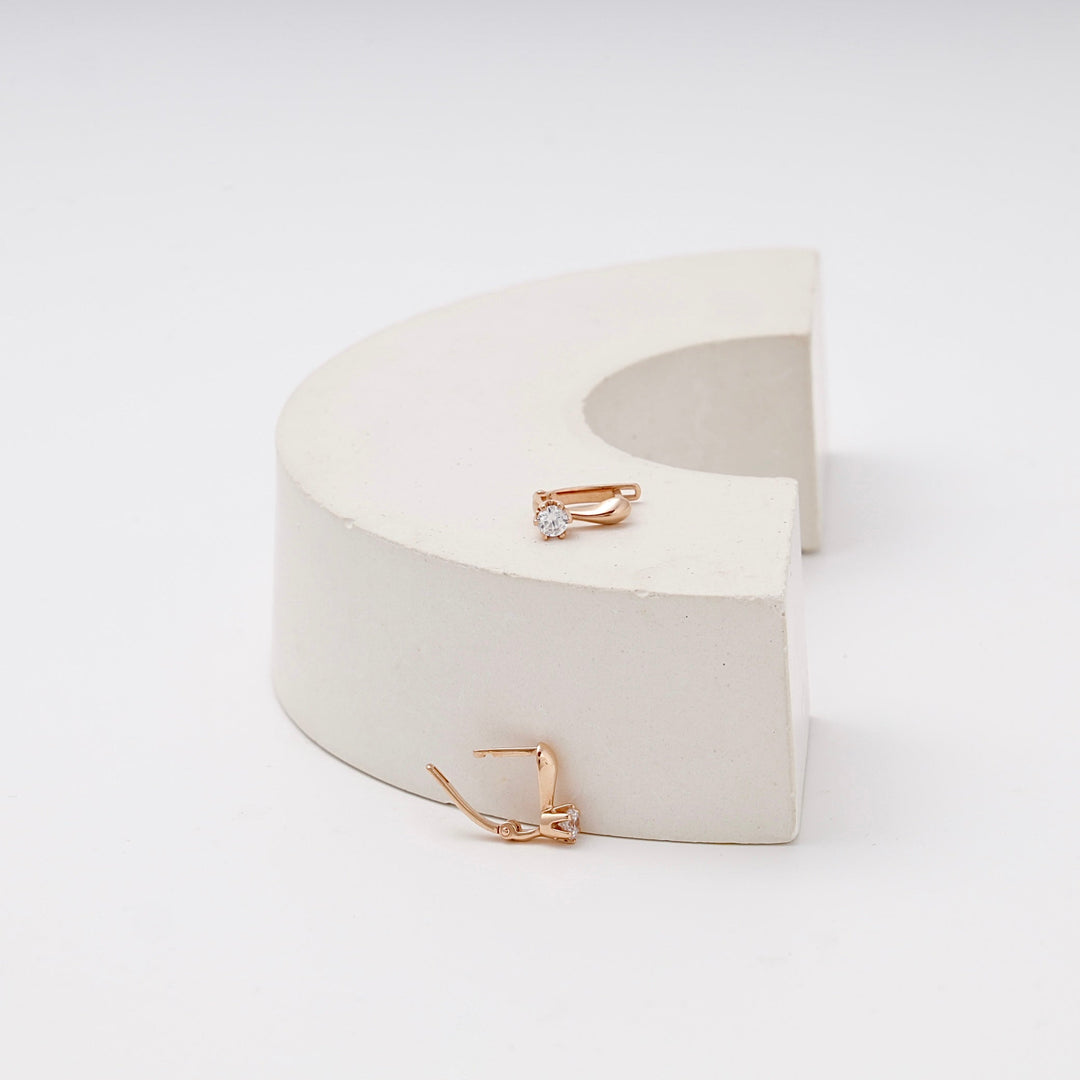 Children's Rose Gold 585 Earrings with Cubic Zirconia | Ukrainian Jewelry