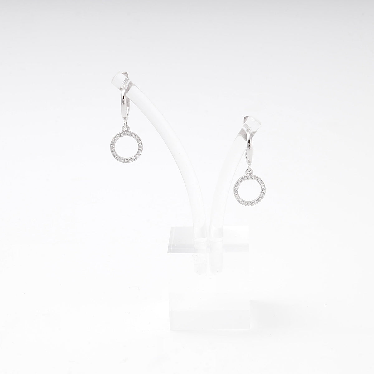 Silver 925 Circle Drop Earrings with Cubic Zirconia | Ukrainian Jewelry