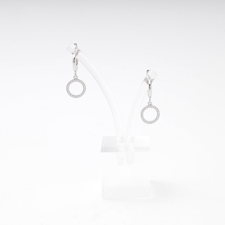Silver 925 Circle Drop Earrings with Cubic Zirconia | Ukrainian Jewelry