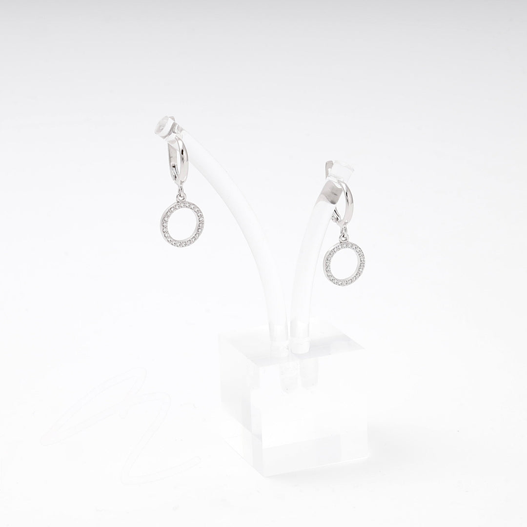 Silver 925 Circle Drop Earrings with Cubic Zirconia | Ukrainian Jewelry