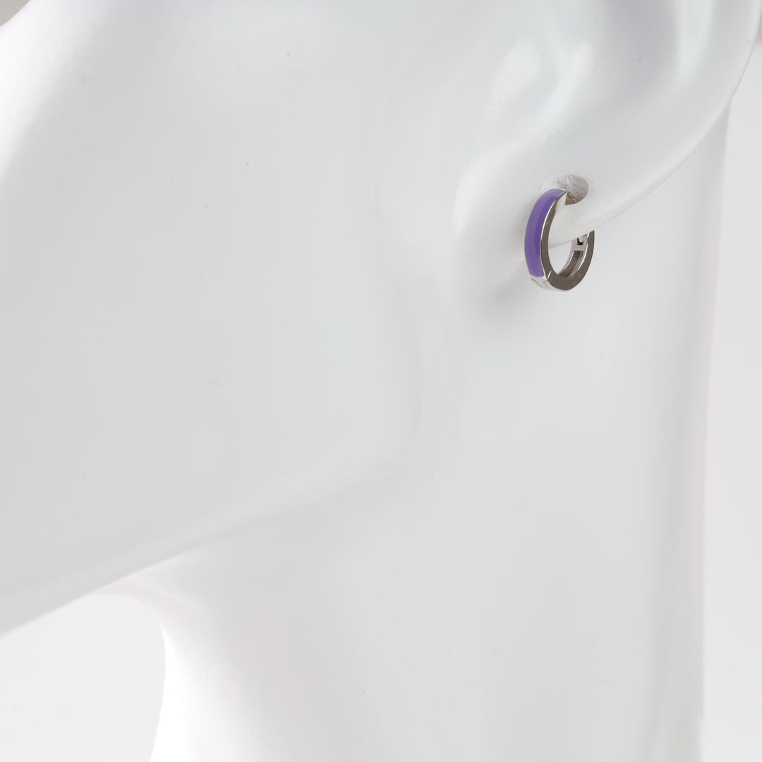 Colorful Enamel Mini Hoop Earrings | Sterling silver 925