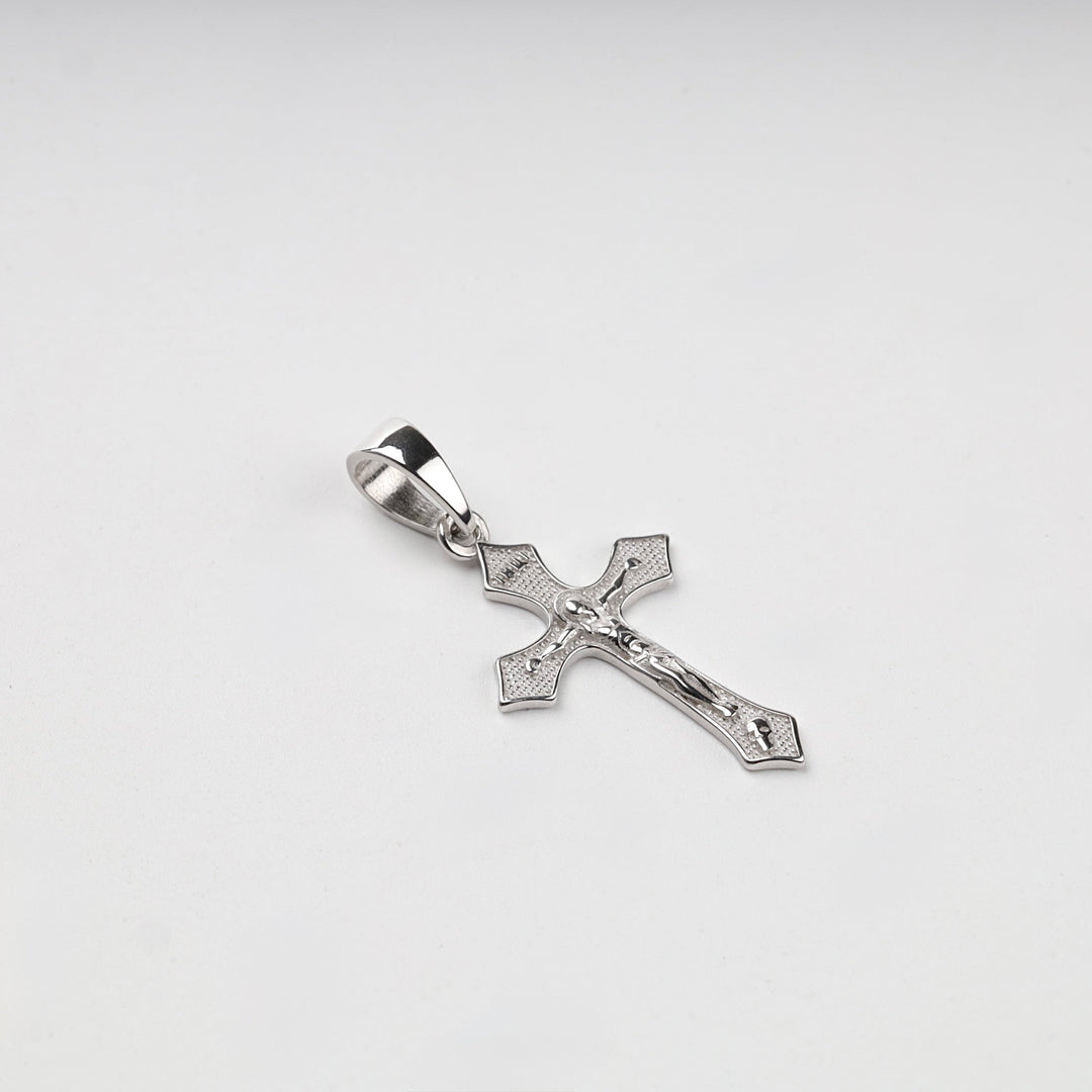 Silver 925 Textured Orthodox Crucifix Pendant | Ukrainian Jewelry