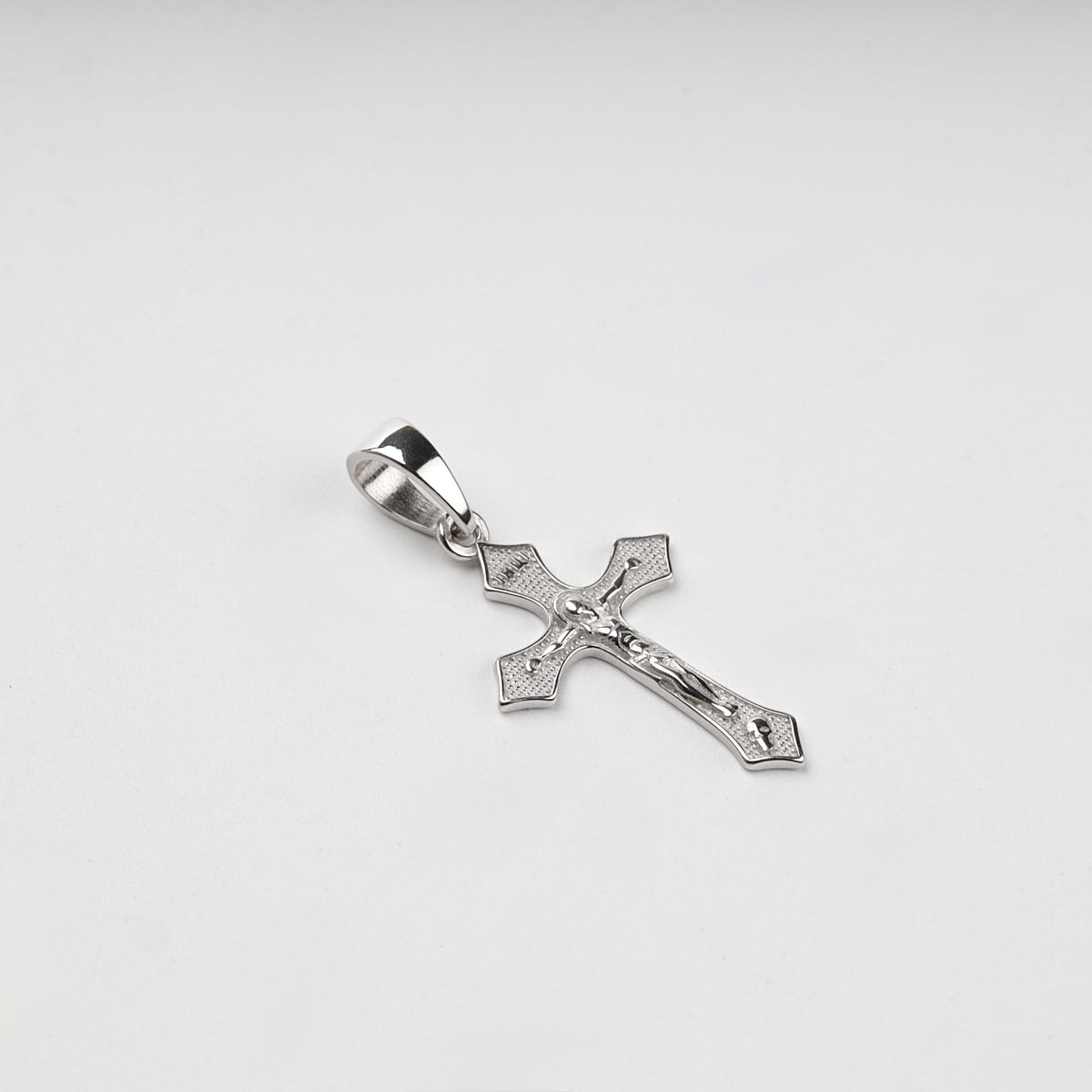 Silver 925 Textured Orthodox Crucifix Pendant | Ukrainian Jewelry