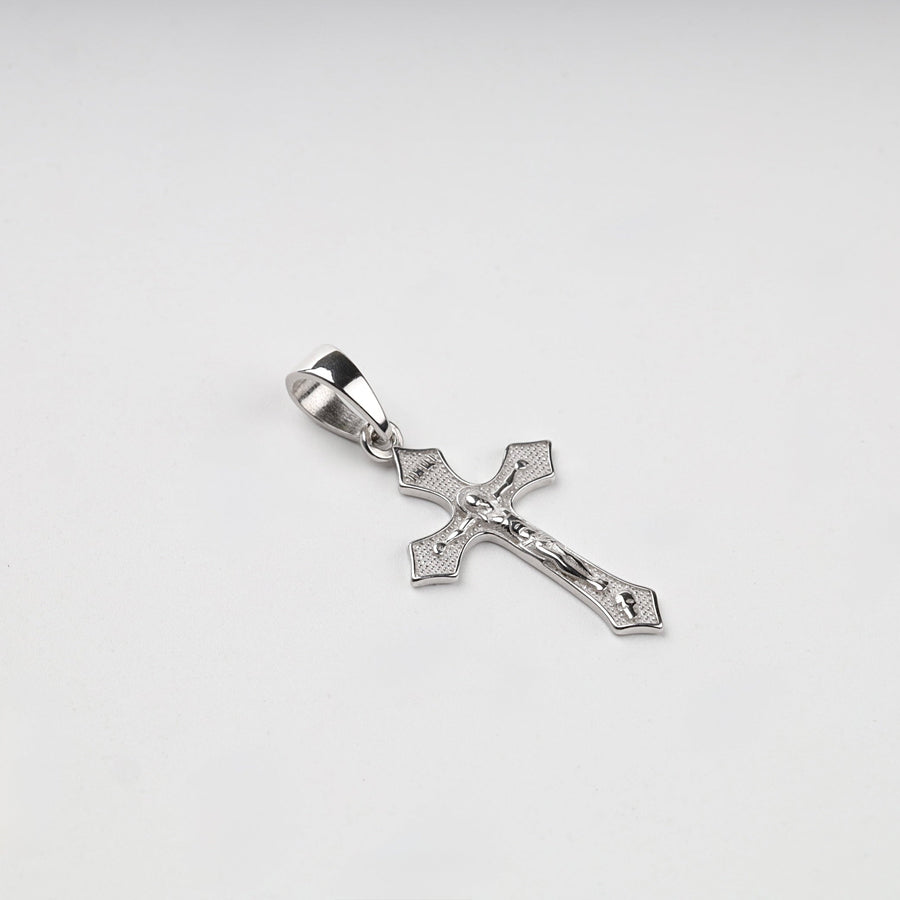 Silver 925 Textured Orthodox Crucifix Pendant | Ukrainian Jewelry