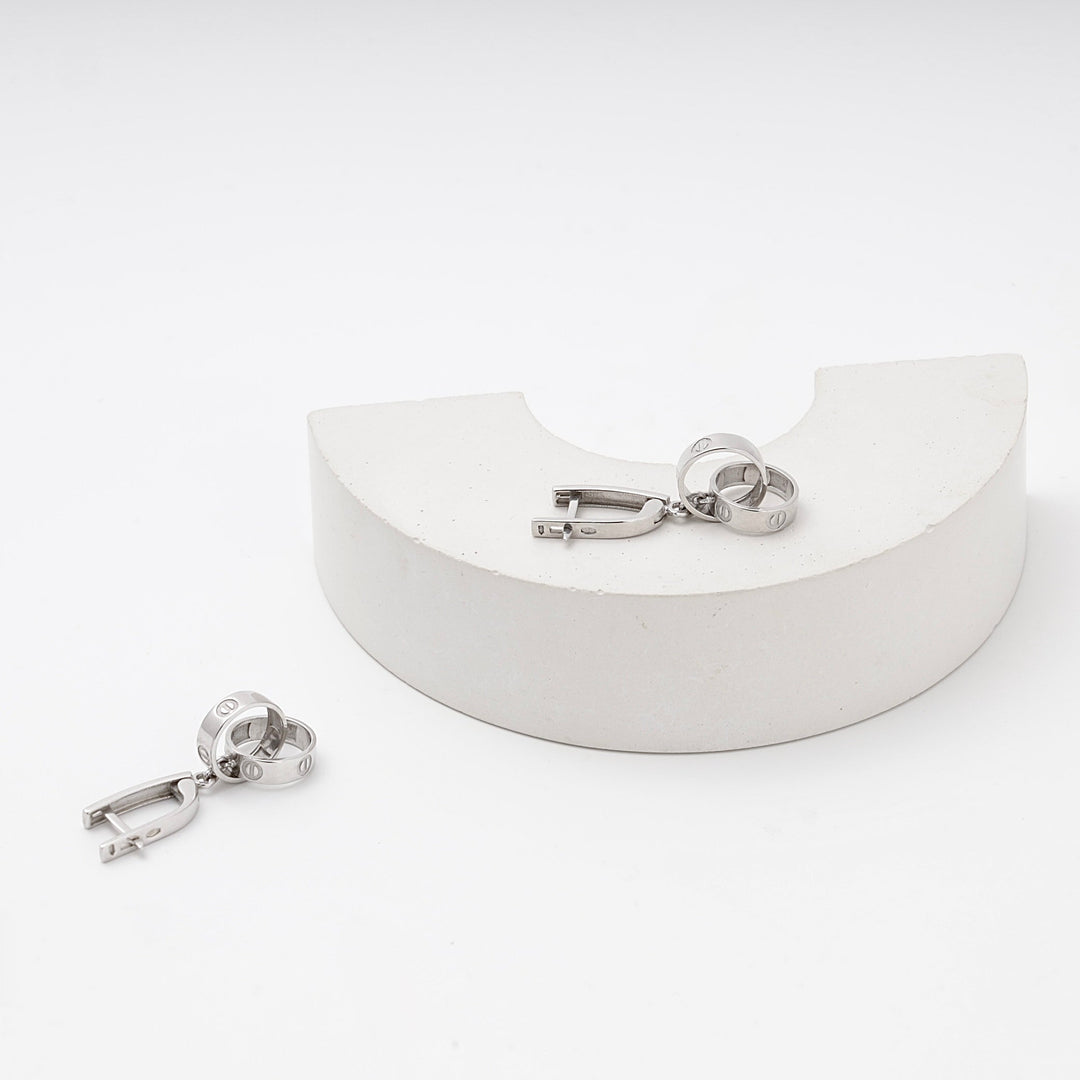 Silver 925 Drop Earrings with Dangling Love Ring Charm | Ukrainian Jewelry