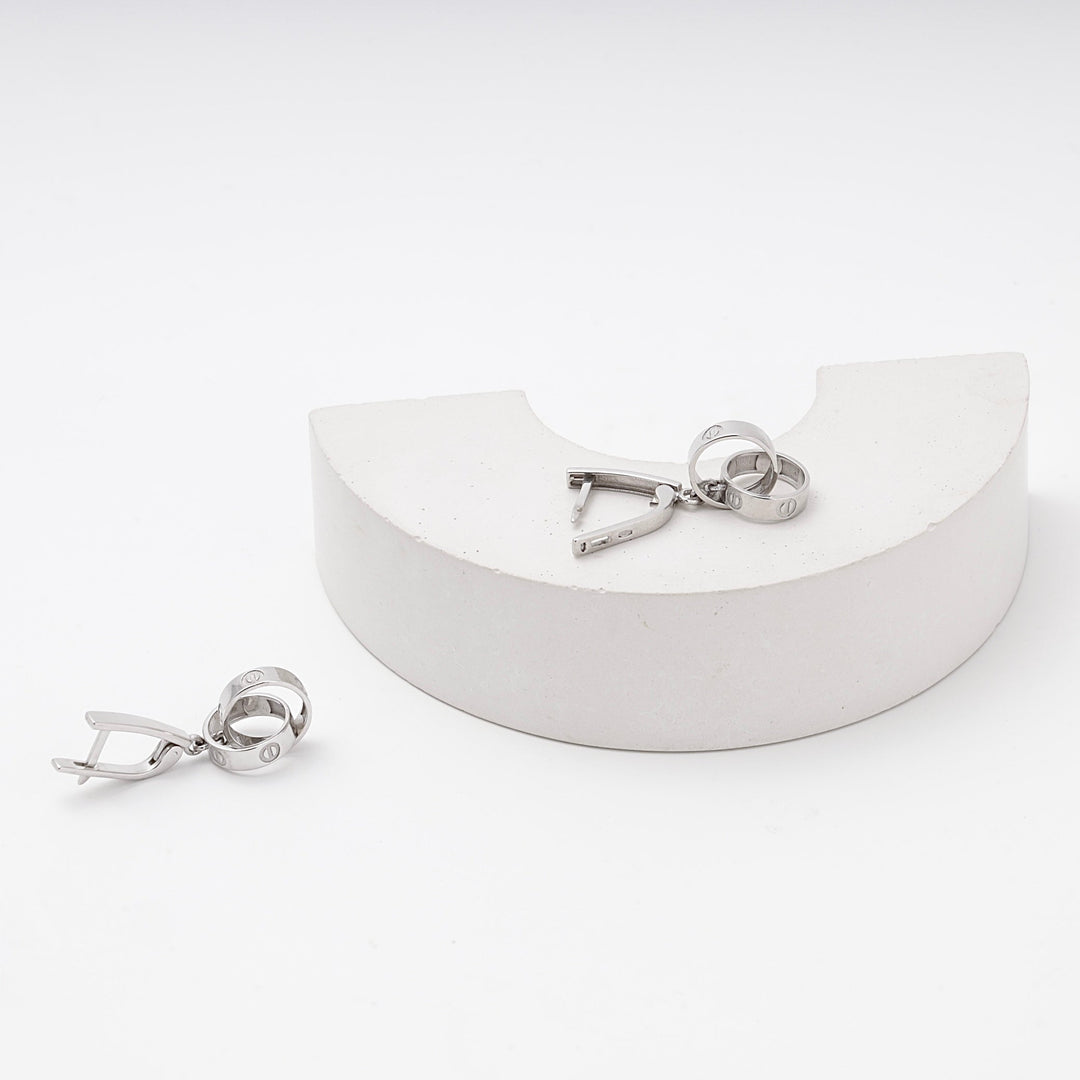 Silver 925 Drop Earrings with Dangling Love Ring Charm | Ukrainian Jewelry