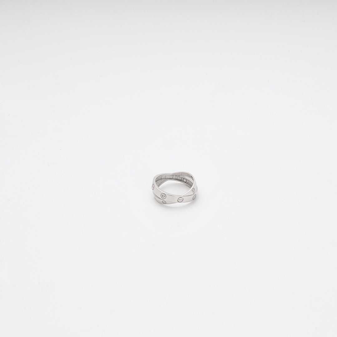Silver 925 Crossover Love Ring with CZ Accents | Ukrainian Jewelry