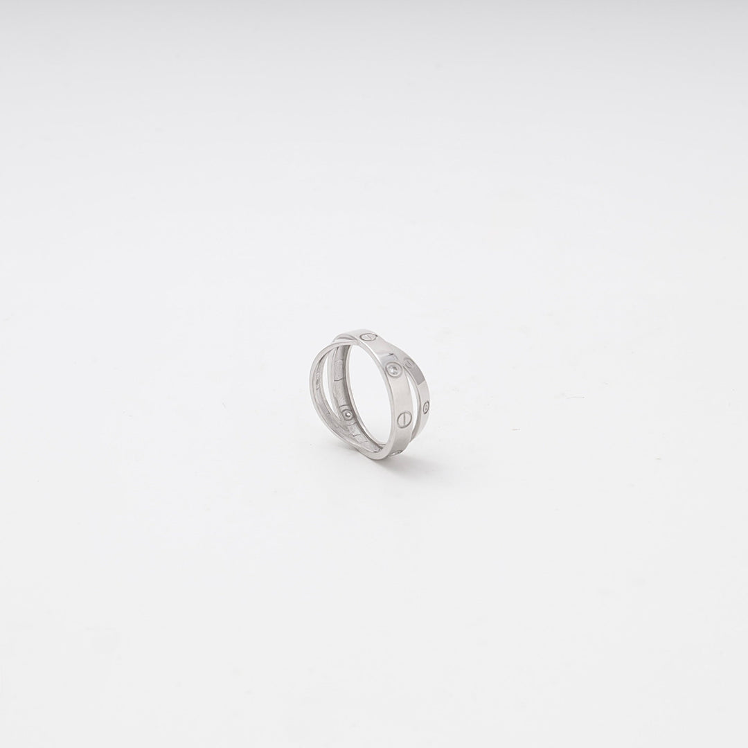 Silver 925 Crossover Love Ring with CZ Accents | Ukrainian Jewelry