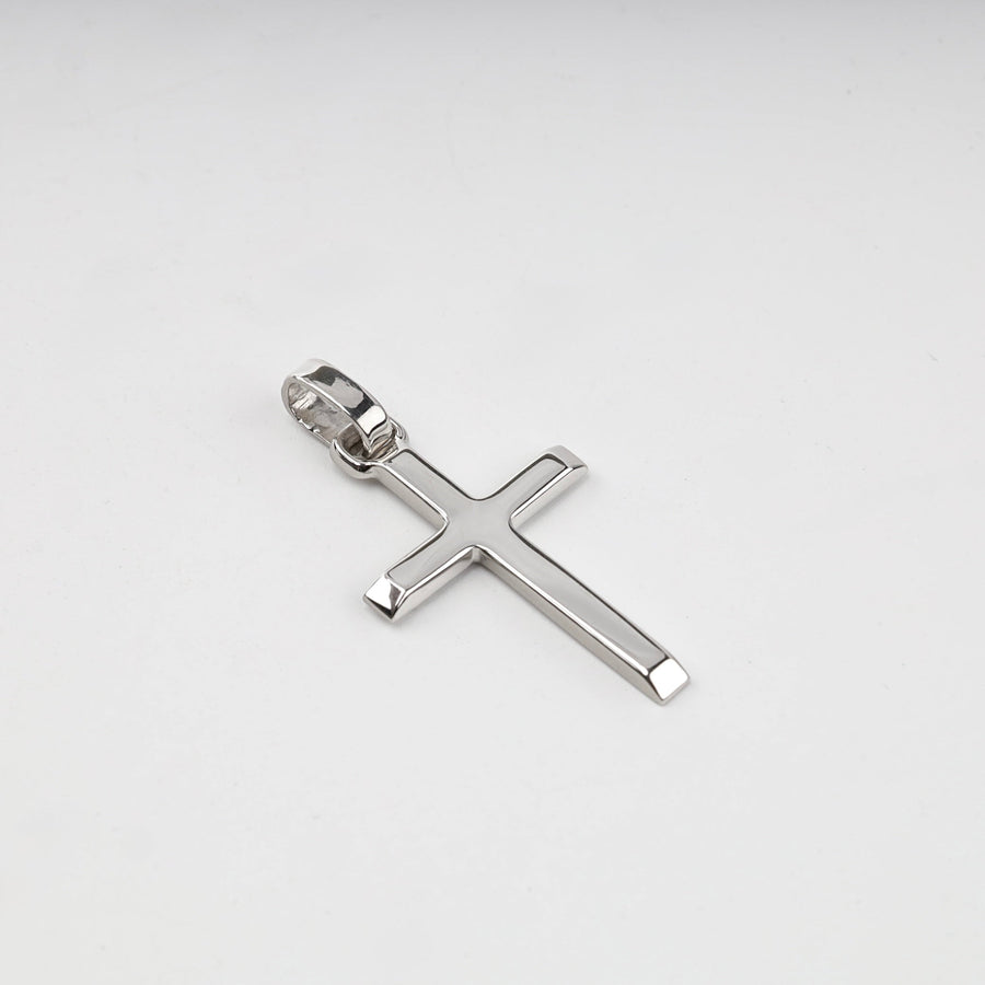 Silver 925 Polished Cross Pendant with Reverse Inscription | Ukrainian Jewelry