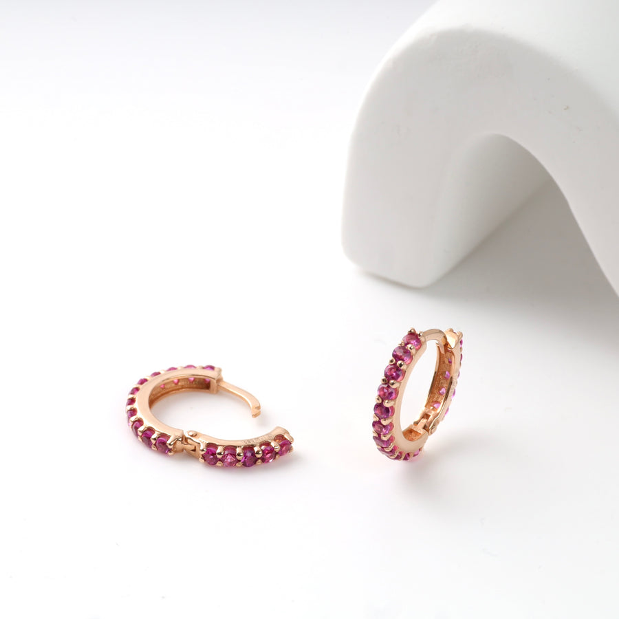 Kids hoop earrings "Pink glow" | 14 K Rose Gold (585)