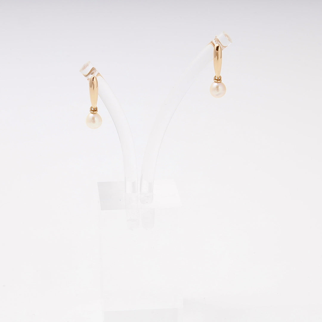 Rose Gold 585 Drop Earrings with Cultured Pearl | Ukrainian Jewelry