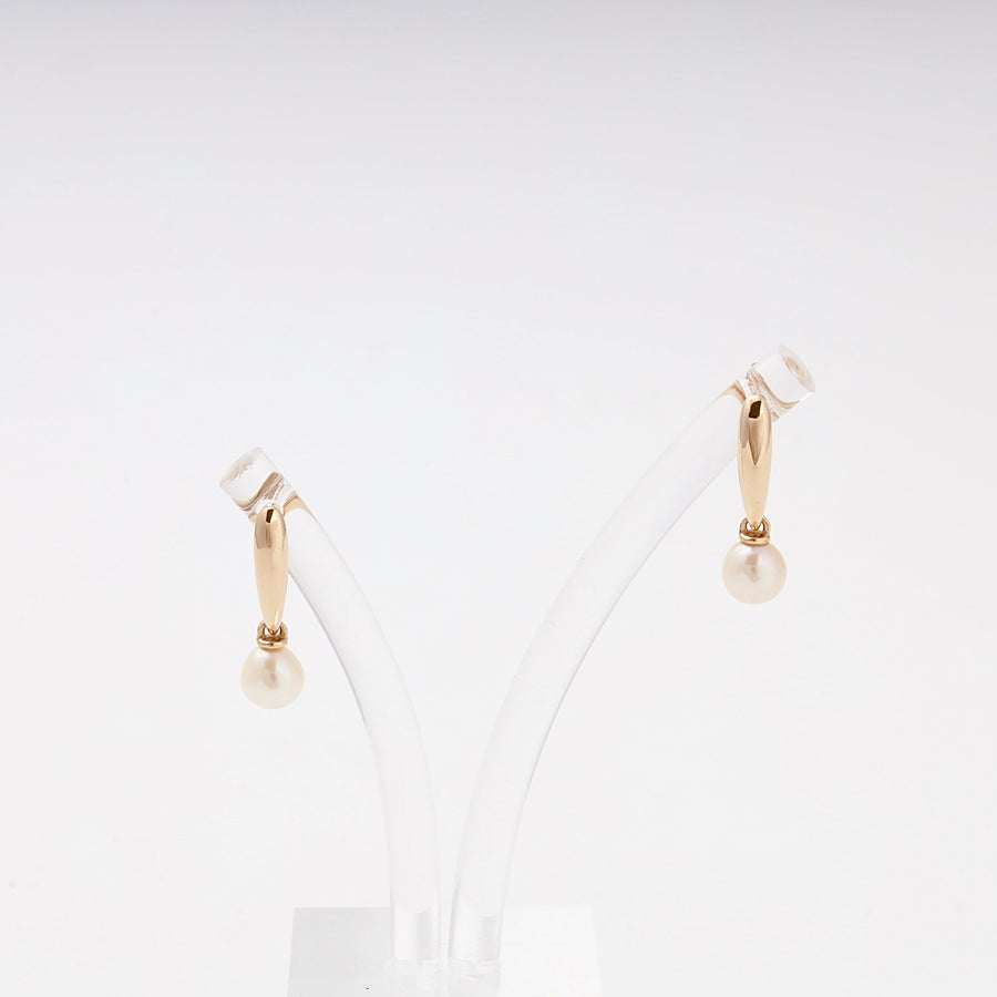 Rose Gold 585 Drop Earrings with Cultured Pearl | Ukrainian Jewelry