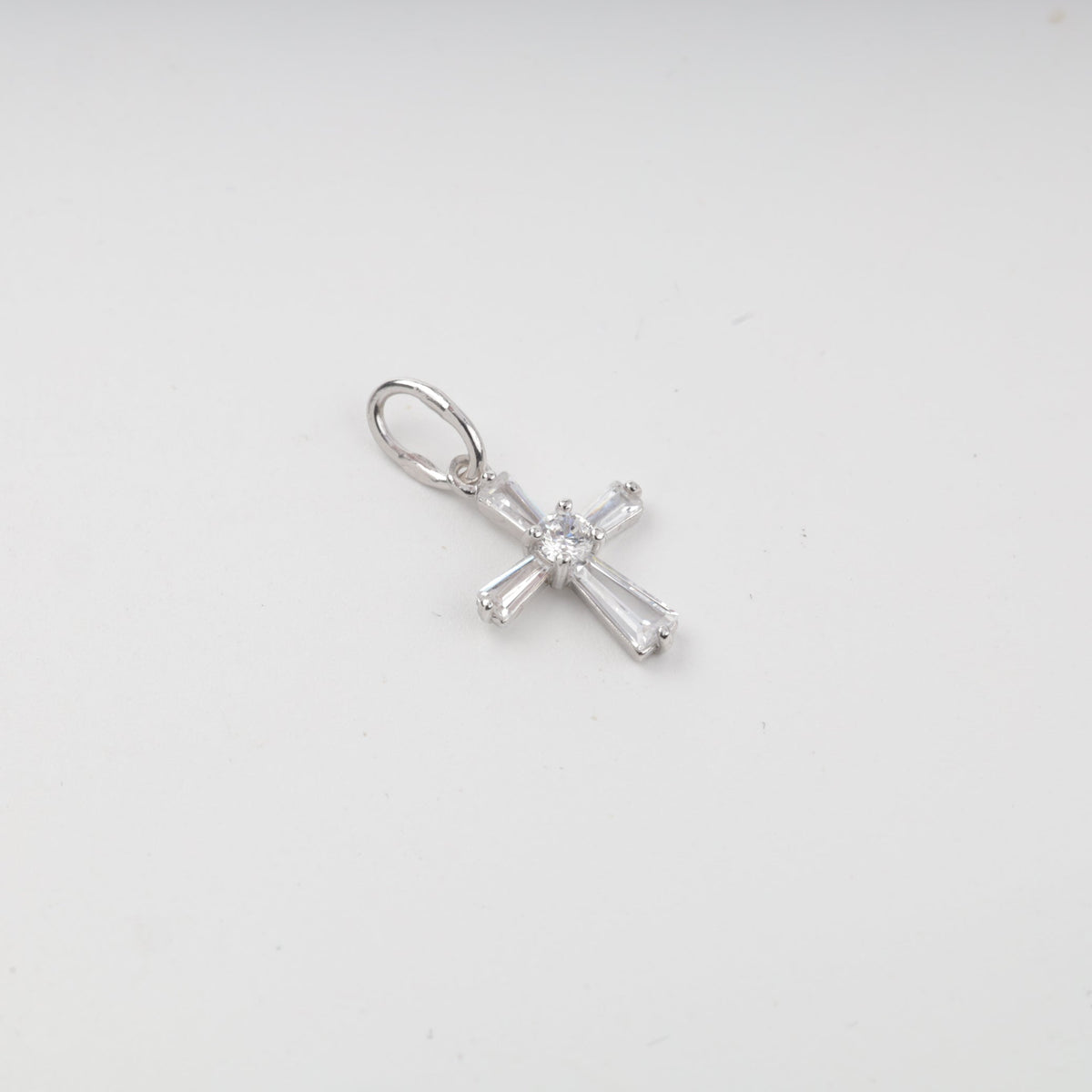 Silver 925 Cubic Zirconia Geometric Cross Pendant | Ukrainian Jewelry