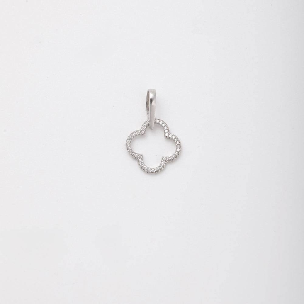 Silver 925 Clover Pendant with Cubic Zirconia | Ukrainian Jewelry