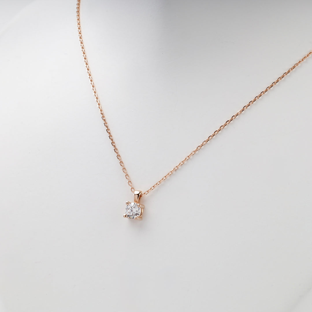 Solitaire Cubic Zirconia Necklace | 14K Rose Gold (585) — detail view
