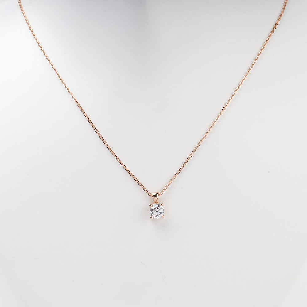 Solitaire Cubic Zirconia Necklace | 14K Rose Gold (585) — measurement view
