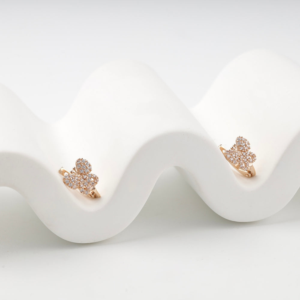 Butterfly Earrings with Cubic Zirconia | 14K Rose Gold (585) — front view