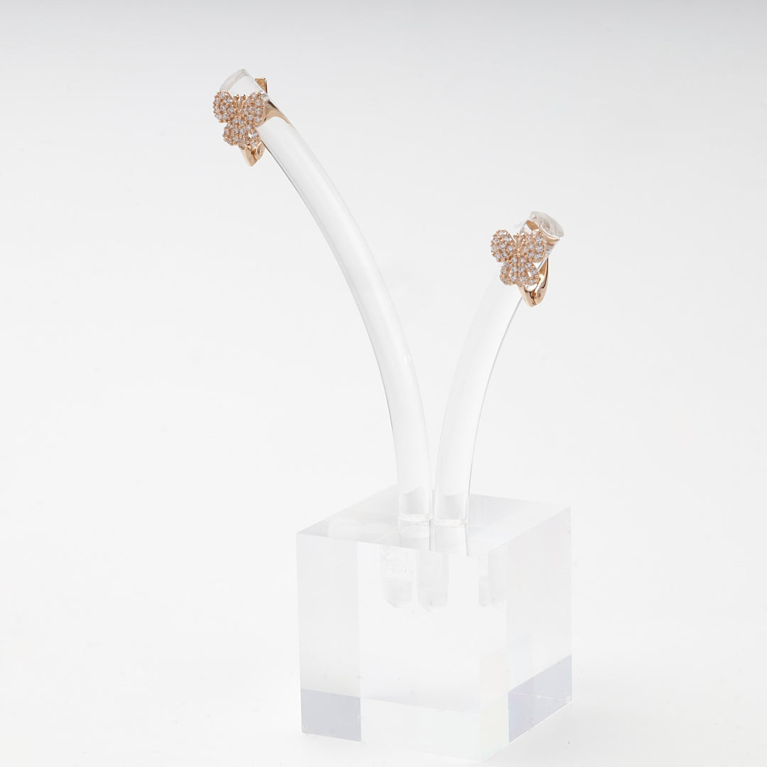 Butterfly Earrings with Cubic Zirconia | 14K Rose Gold (585) — product tag
