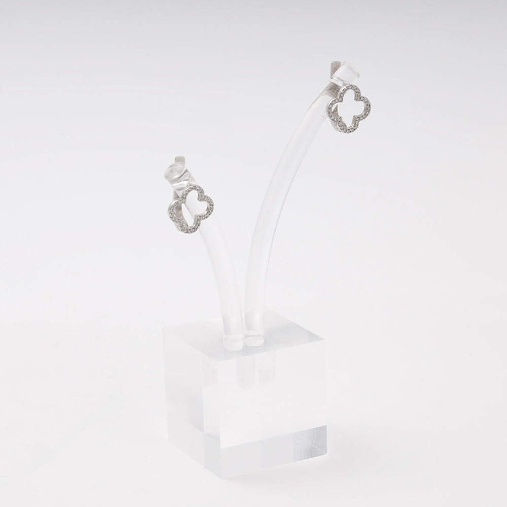 Silver 925 Clover Earrings with Cubic Zirconia | Ukrainian Jewelry