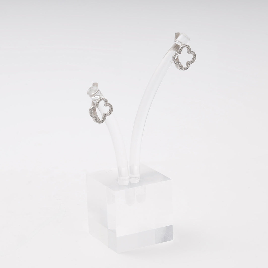 Silver 925 Clover Earrings with Cubic Zirconia | Ukrainian Jewelry