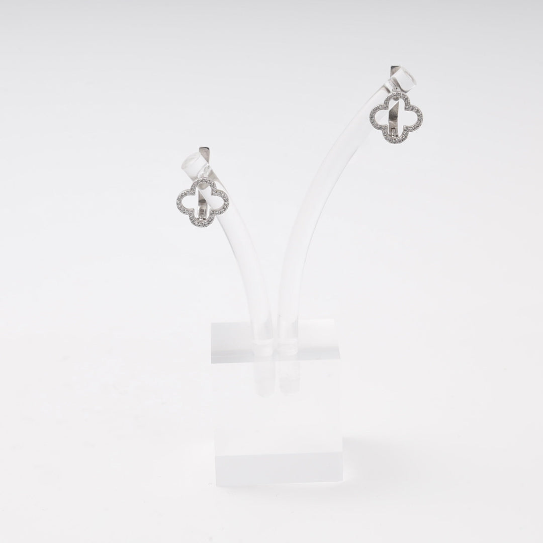 Silver 925 Clover Earrings with Cubic Zirconia | Ukrainian Jewelry