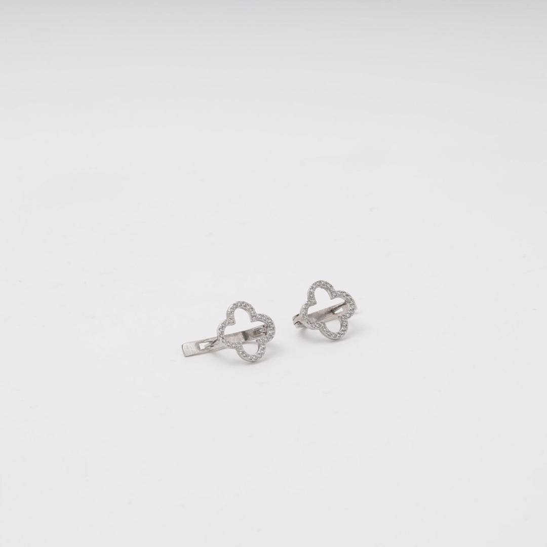 Silver 925 Clover Earrings with Cubic Zirconia | Ukrainian Jewelry