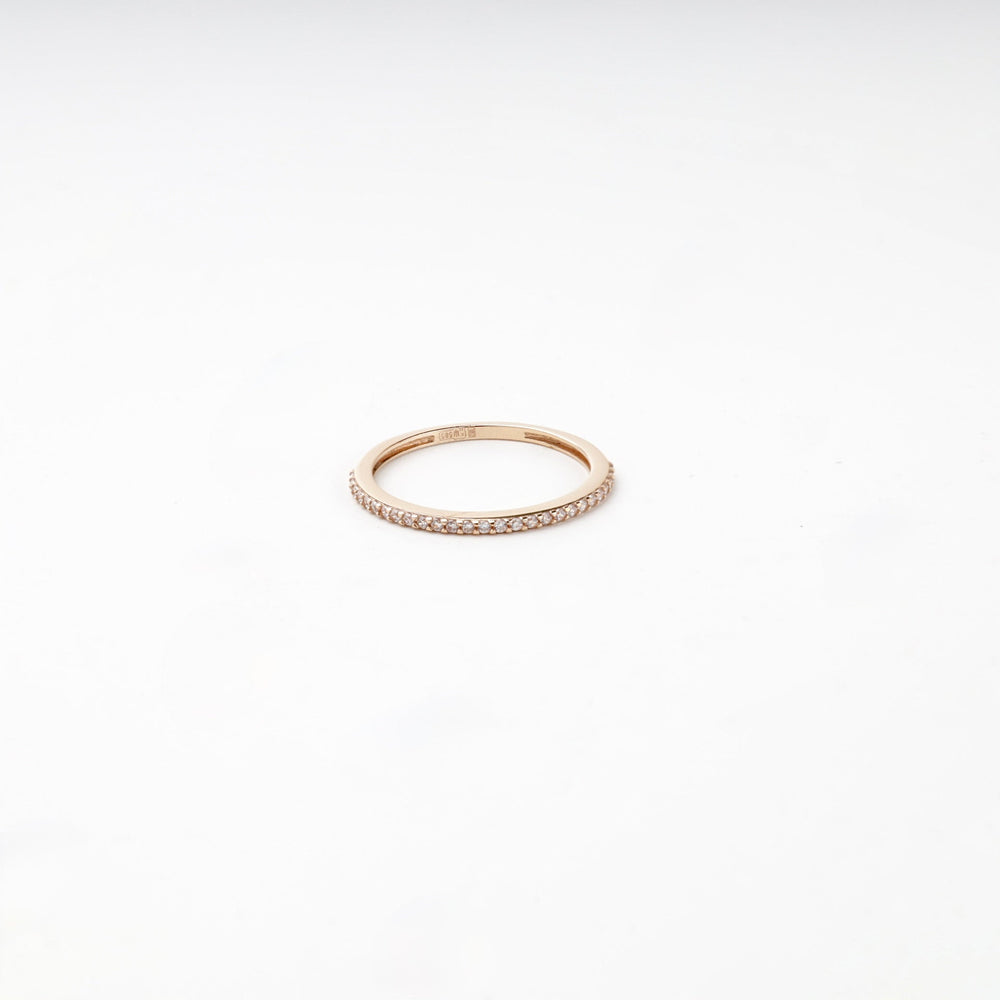 Rose Gold 14K (585) Cubic Zirconia Half-Eternity Ring | Ukrainian Jewelry