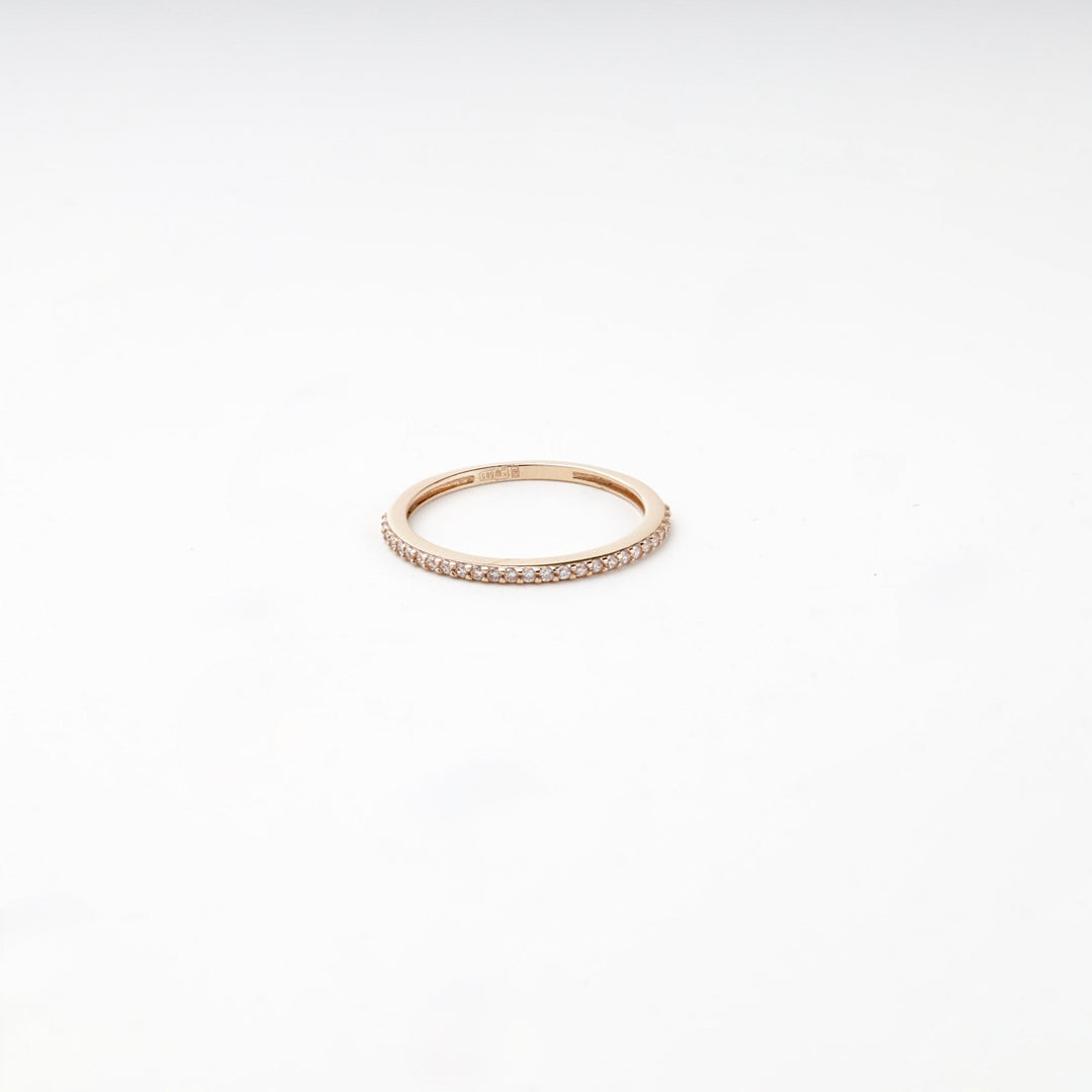 Rose Gold 14K (585) Cubic Zirconia Half-Eternity Ring | Ukrainian Jewelry