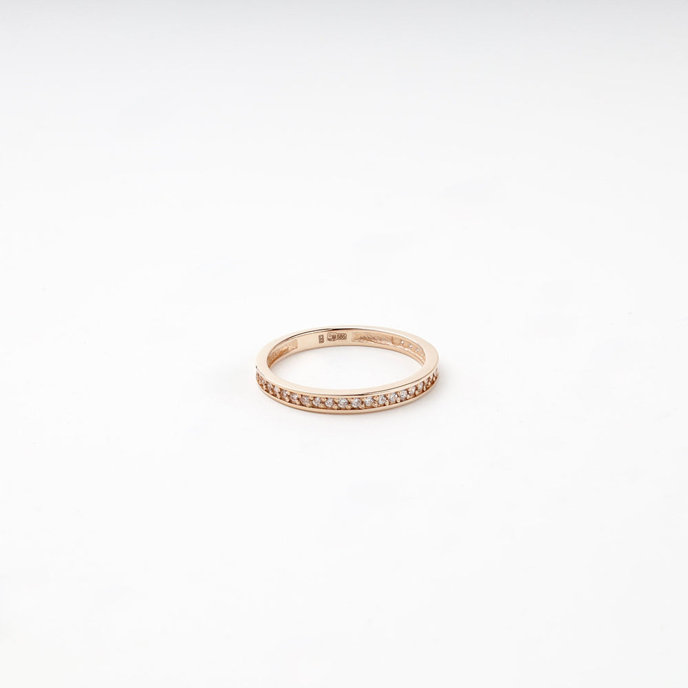 Rose Gold 14K (585) Cubic Zirconia Slim Band Ring | Ukrainian Jewelry