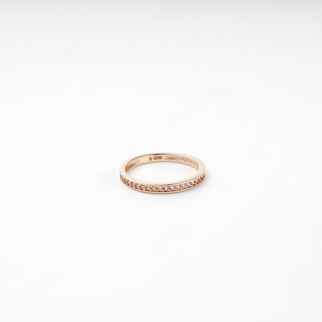 Rose Gold 14K (585) Cubic Zirconia Slim Band Ring | Ukrainian Jewelry