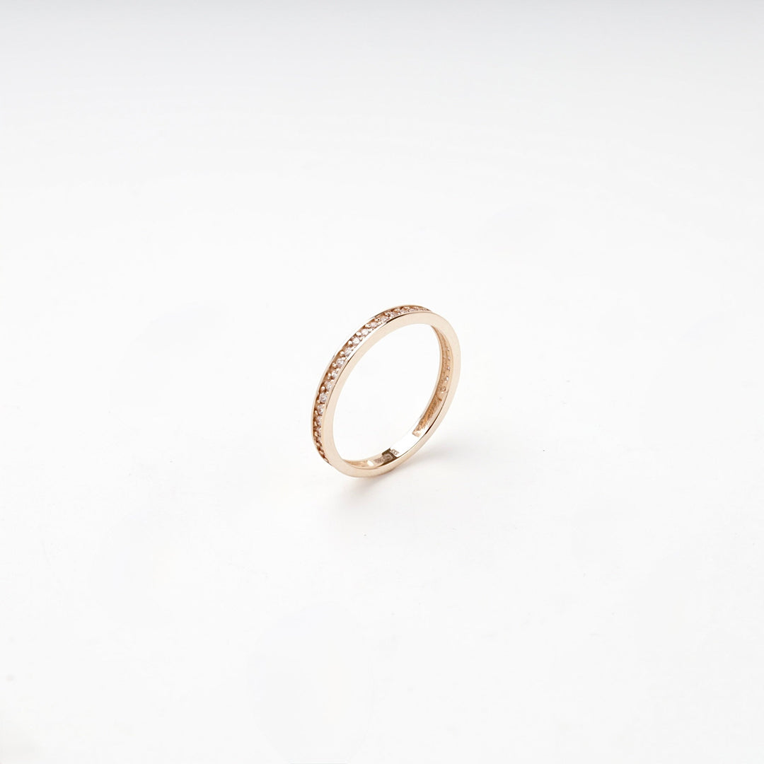 Rose Gold 14K (585) Cubic Zirconia Slim Band Ring | Ukrainian Jewelry