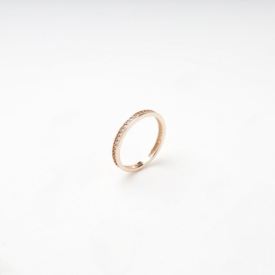 Rose Gold 14K (585) Cubic Zirconia Slim Band Ring | Ukrainian Jewelry