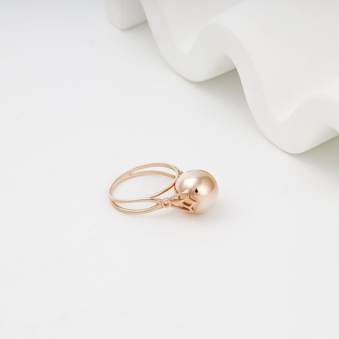Rose Gold 14K (585) Polished Sphere Ring | Ukrainian Jewelry
