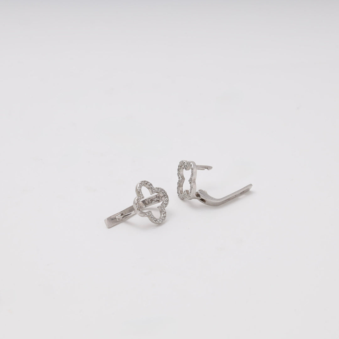 Silver 925 Clover Earrings with Cubic Zirconia | Ukrainian Jewelry
