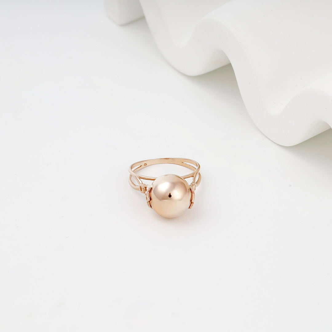 Rose Gold 14K (585) Polished Sphere Ring | Ukrainian Jewelry