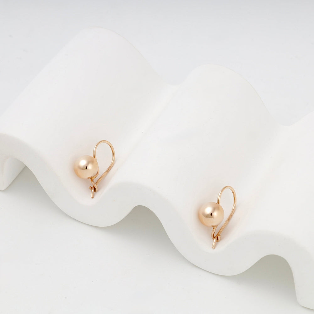 Rose Gold 14K (585) Polished Ball Hook Kids Earrings | Ukrainian Jewelry