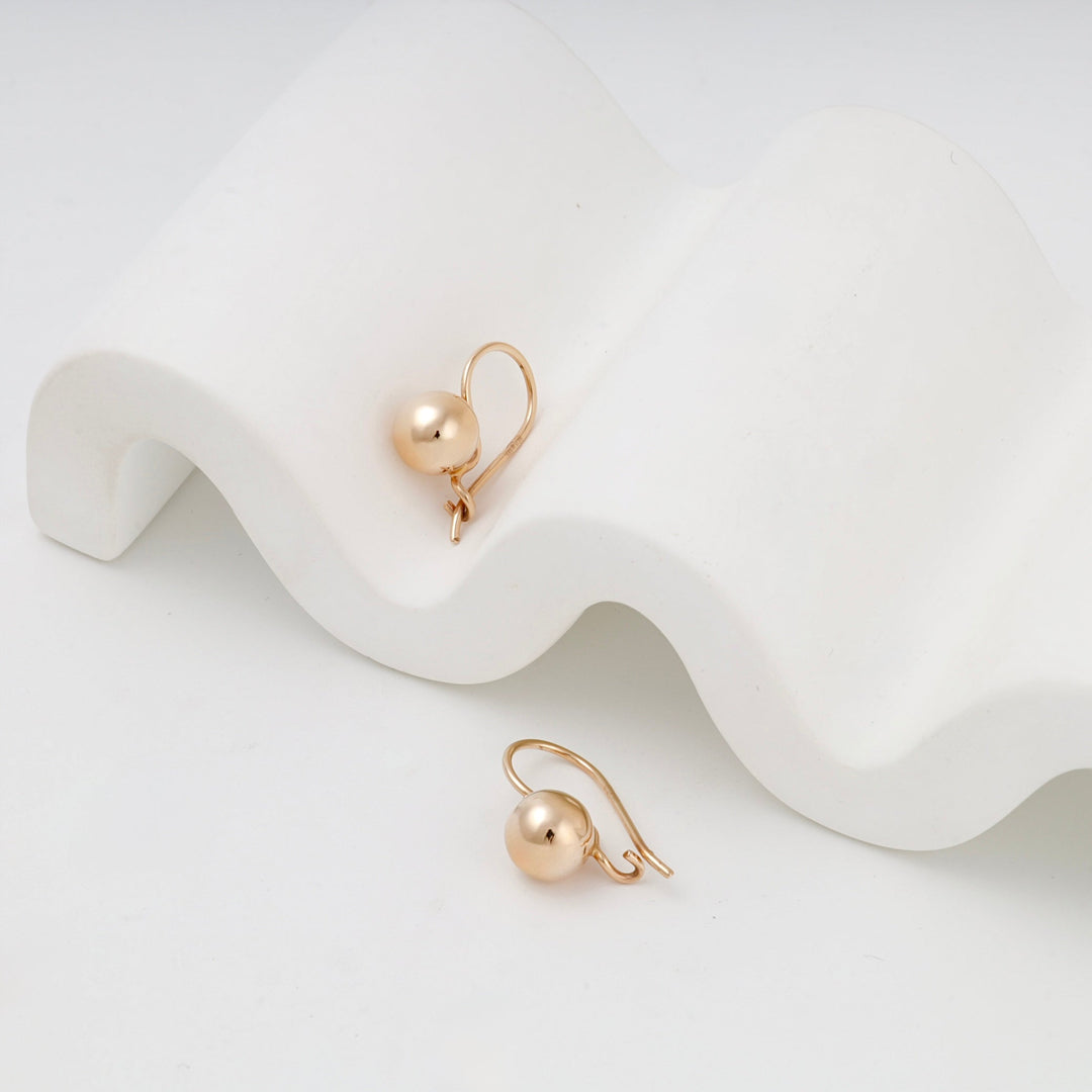 Rose Gold 14K (585) Polished Ball Hook Kids Earrings | Ukrainian Jewelry