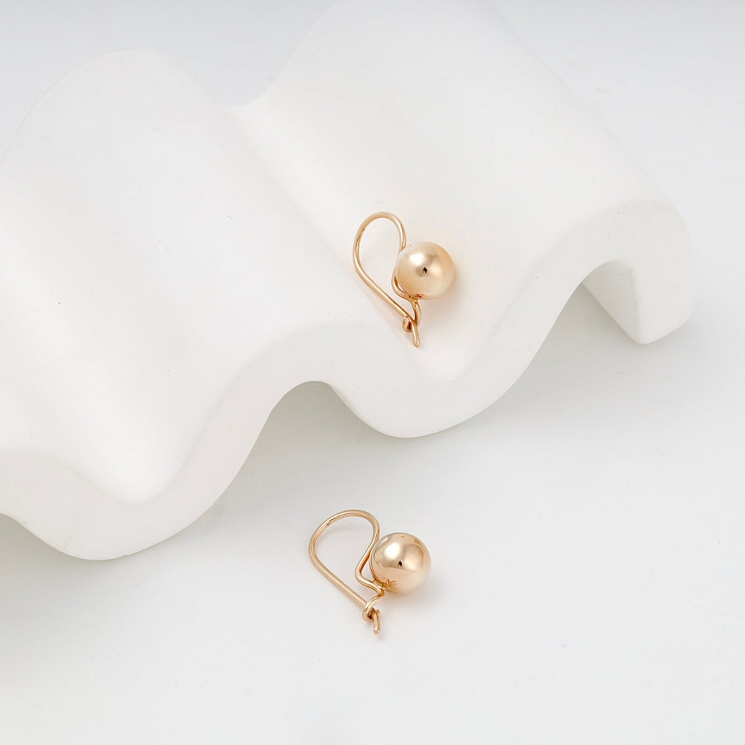 Rose Gold 14K (585) Polished Ball Hook Kids Earrings | Ukrainian Jewelry